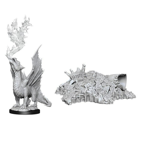 WizKids D&D Nolzurs Marvelous Upainted Miniatures: Wave 11: Gold Dragon Wyrmling & Small Treasure Pile (WK90028)