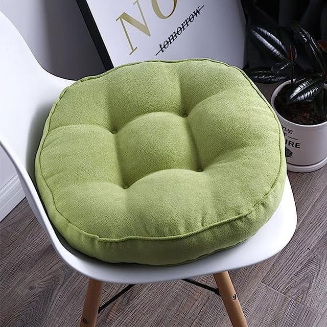 Nvzi Cojín redondo para silla, cojín de color liso, suave, cómodo, de terciopelo, para cocina, comedor, oficina, silla de lectura para niños (verde, diámetro de 16")