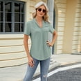 thumbnail image 5 of FLMEI Women's Cotton T Shirt Tops Short Sleeve Tees Shirts Casual Loose Spring Summer Female T-Shirts V Neck Tops S-XXL, 5 of 9