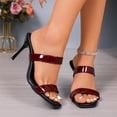 thumbnail image 6 of GERsome Women's Stiletto Heels Sandals Square Open Toe Slip On Dress Shoes Work Wedding Party Pumps Wine Size 9.5, 6 of 9