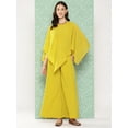 thumbnail image 1 of Janasya Women's Yellow Crepe Solid Top with Palazzo and Cape, 1 of 9
