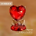 thumbnail image 4 of Big Heart-Shaped Ring for Women Artificial Crystal Rhinestone Band Rings, 4 of 12