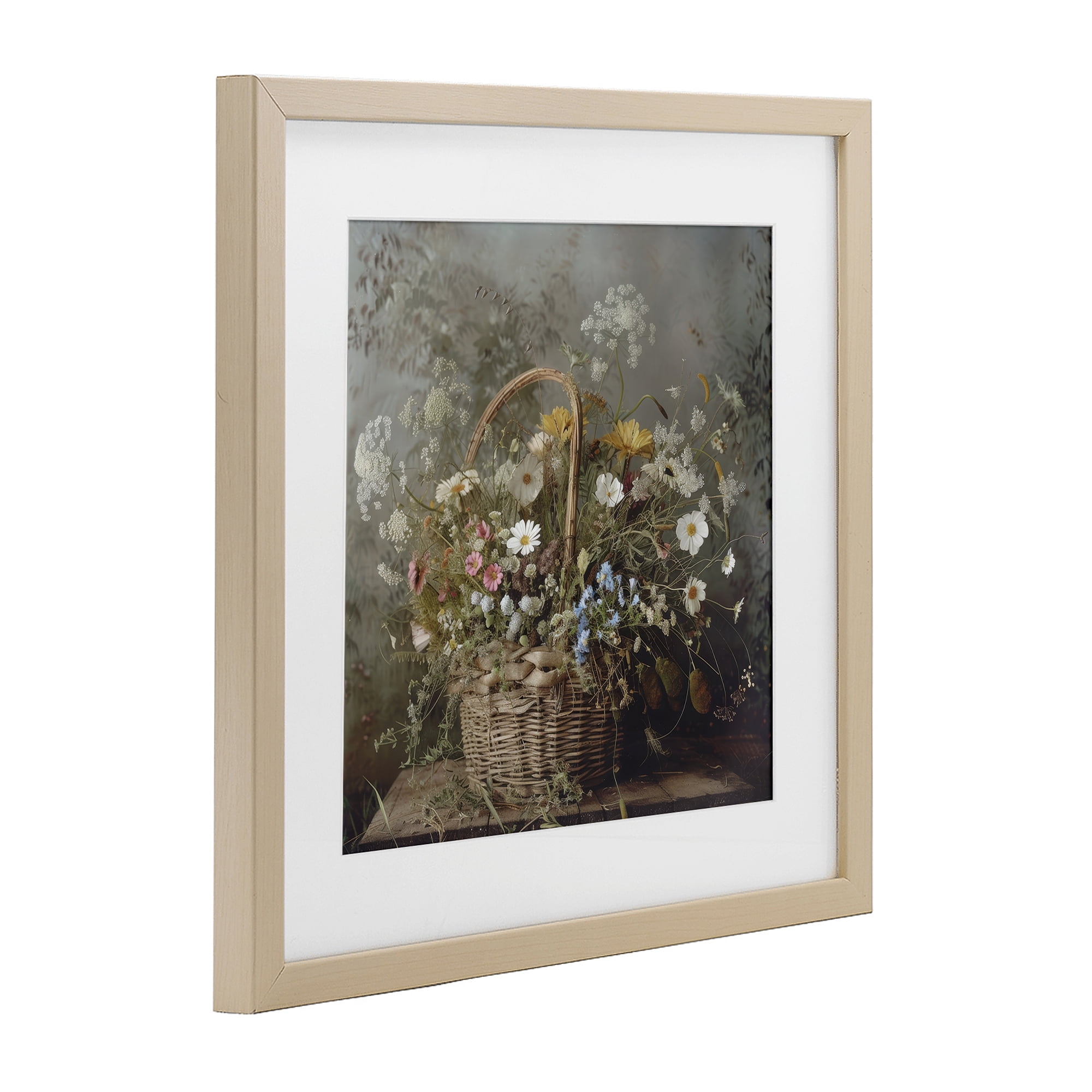 Stupell Industries Rustic Basket with Flowers Birch Framed Print Under Glass, design by Lazar Studio