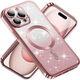 thumbnail image 4 of for Phone 15 Pro Max Case Magnetic Clear Shockproof Cute Transparent Silicone Soft TPU Luxury Plating Bumper Phone Case (iPhone 15 Pro Max, Gradient Glitter Blue), 4 of 12