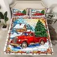 thumbnail image 2 of jejeloiu Christmas Tree Twin Sheet Sets,Xmas Theme Twin Fitted Sheet,Colorful Stone Print Flat Sheet For Teens,Microfiber Bedroom Decor,3 Pieces, 2 of 7