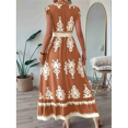 thumbnail image 4 of Vestidos de Verano para Mujer 2025, Vestidos Casuales con Mangas con Volantes, Vestidos de Playa Bohemios, Color Camello, Talla M, 4 of 6