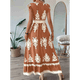 thumbnail image 4 of Vestidos de Verano para Mujer 2025, Vestidos Casuales con Mangas con Volantes, Vestidos de Playa Bohemios, Color Camello, Talla M, 4 of 6