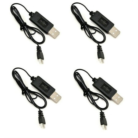 HobbyFlip 3.7V USB Battery Charger any mAh Auto Shut Off w LED H107-06 Compatible with Hubsan X4 H107D 4 Pack