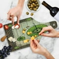 thumbnail image 4 of Kiwi Cutting Board, Abstract Retro Bike with Fruit Wheels in Antique Frame Illustration, Decorative Tempered Glass Cutting and Serving Board, in 3 Sizes, by Ambesonne, 4 of 5