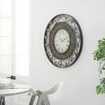 thumbnail image 3 of DecMode 36" Brown Metal Leaf Medallion Wall Clock with Scrolled Vines and Floral Accents, 3 of 15