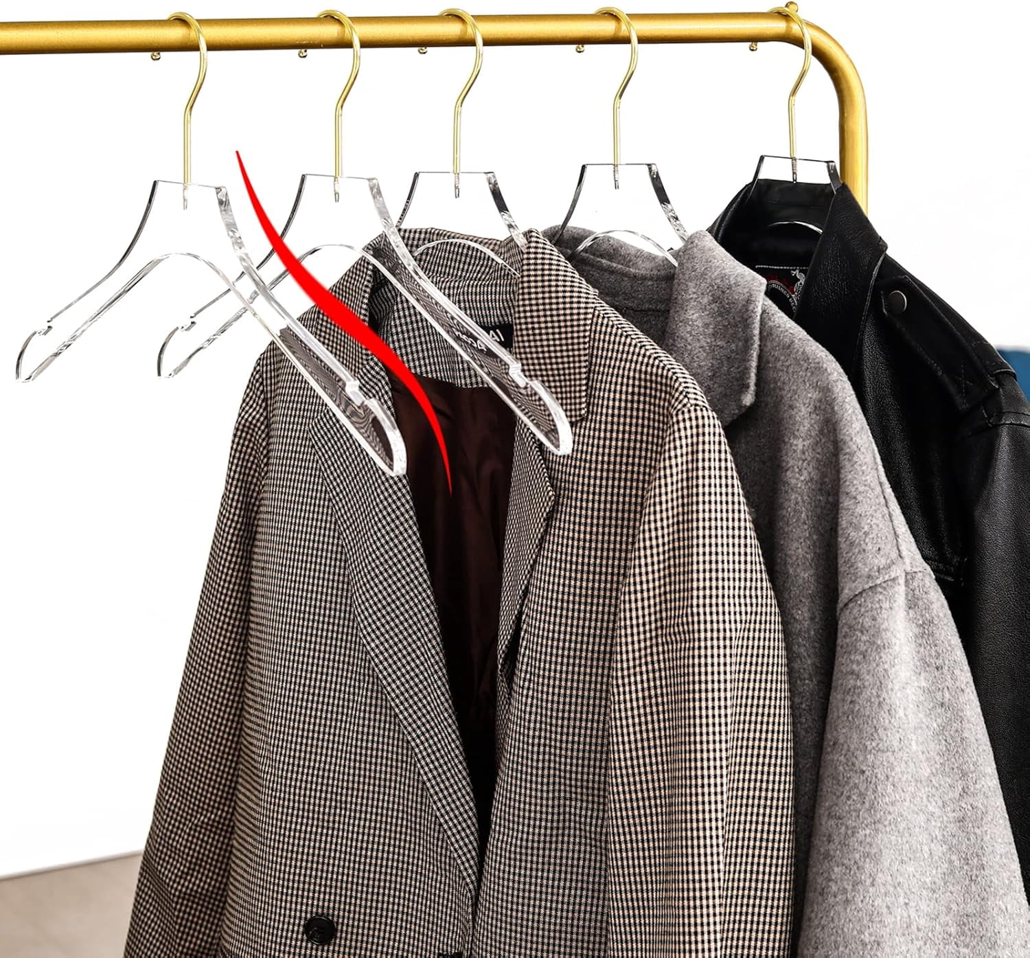 15 Pack Acrylic Hangers with Gold,Acrylic Clear Hangers,Premium Crystal Dress Hangers Swivel Gold Hook Luxurious Shiny Clothes Hangers(Clear-Style A)
