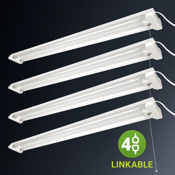 Green Watt 4-ft LED Linear Garage Shop Light, Linkable, 120V Plug-In, 4500 Lumens, 40-Watt, Daylight (4-Pack)