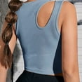 thumbnail image 4 of Women's Cut Out Sleeveless Round Neck Slim Fitted Ribbed Tank Crop Top Summer Cami Croset Tops Streetwear, 4 of 7