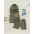 thumbnail image 2 of Bagilaanoe Newborn Baby Boy 2 Pieces Outfits Patchwork Hooded Sleeveless Tank Tops + Shorts 0-3 Years Summer Set, 2 of 8