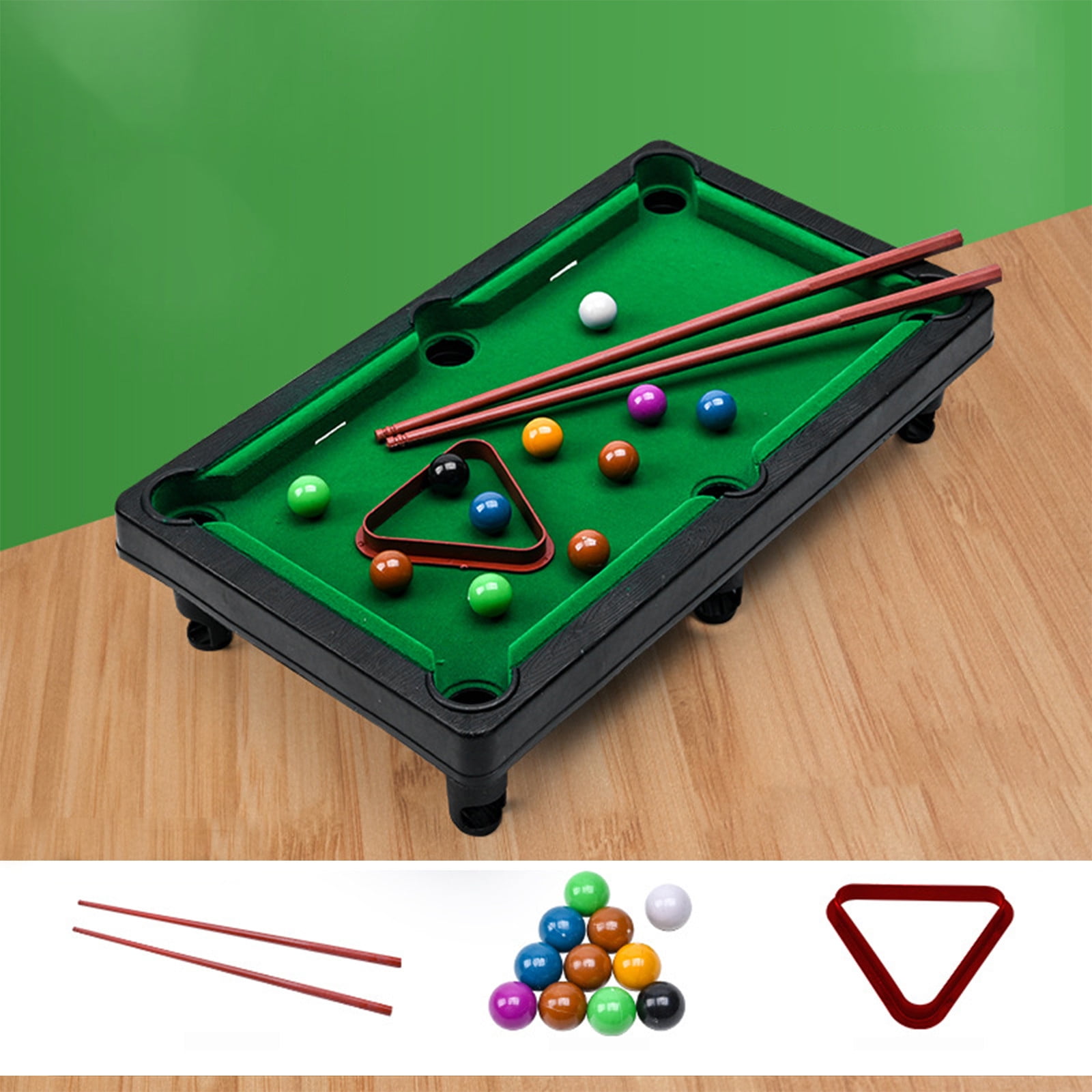 Tabletop MINI POOL TABLE +2 Sticks, Balls 13.4 x 8.75 fun billiards game  gift