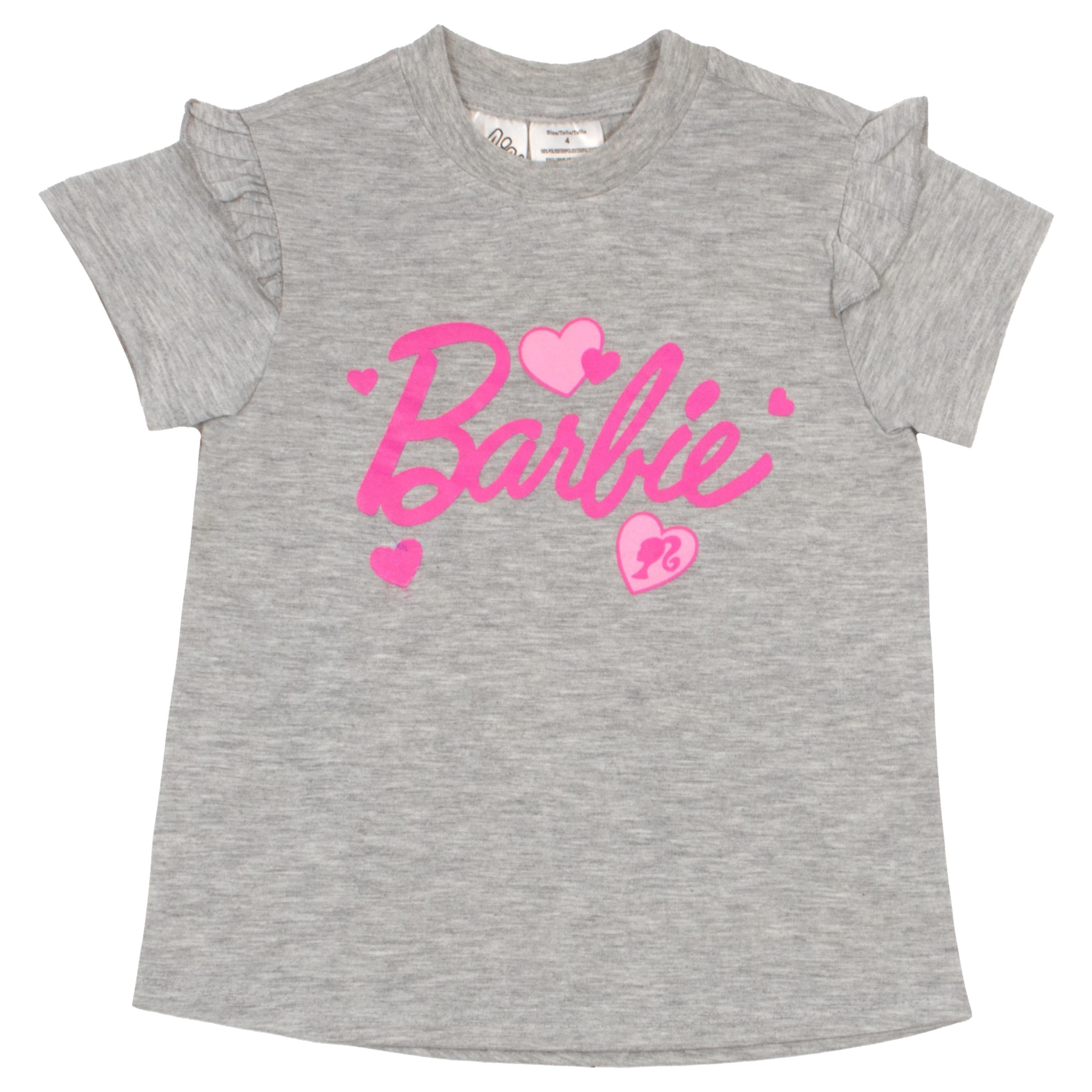 Barbie Girls Short Sleeve T-Shirt & Leggings Set, Short Sleeve Tee and Leggins 2 Piece Set for Girls (2T-6)