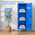 thumbnail image 3 of Gaeanet 3 Door Metal Storage Locker with Lock,Steel Locker with Name Card Holder and Hooks for School, Home, Office,Gym,Garage,Playroom, Assembly Required, Blue,15.75"D x 15.75"W x 47.3"H, 3 of 7