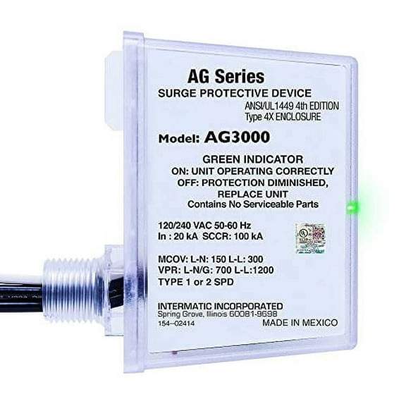 Intermatic AG3000 120/240 VAC Universal HVAC Surge Protective Device - Comprehensive Surge Protection, TPMOV Technology, Watertight Enclosure - UL Listed and Reliable