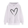 thumbnail image 2 of Awdenio Sweatshirts for Women Loose Fit Long Sleeve Love Print Drawstring Hooded with Pocket Valentine's Day ,Size 2XL, 2 of 5