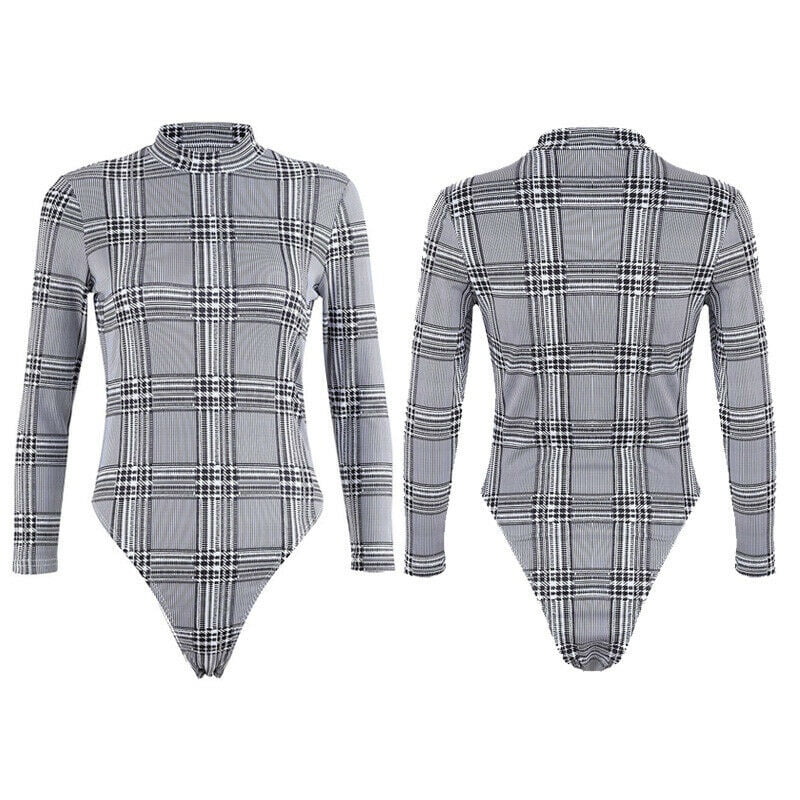New Sexy Women Skinny Grey Plaid 