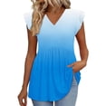 thumbnail image 2 of Craaazy Ladies Oversized Short Sleeve Tunic Tops, Lightweight Casual Shirt, V Neck Ruffle Sleeve Babydoll Blouse with Print for Everyday Outfits Gifts, 2 of 9