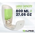 thumbnail image 2 of Dispensador De Jabón Líquido Y Desinfectante De Manos Alpine Industries, Montaje En Superficie, Capacidad De 800 Ml (Blanco), 2 of 5