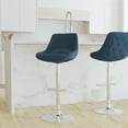 thumbnail image 4 of Merrick Lane Adjustable Height Barstool Contemporary Blue Fabric Chrome Base with Footrest, 4 of 17