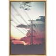 thumbnail image 3 of PixonSign Framed Canvas Print Wall Art Power Line Silhouette Places Cityscape Photography Modern Art Contemporary Scenic Dramatic Multicolor Ultra for Living Room, Bedroom, Office - 16"x24" Natural, 3 of 5