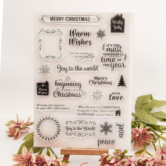 Ouginx 5.7 by 8.3 Inch Christmas Words Clear Stamps for Card Making Scrapbooking Arts Crafts Decoration
