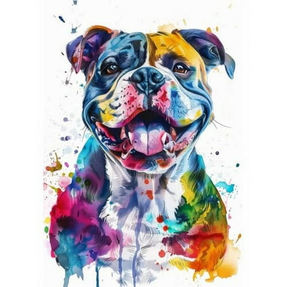 DIY 5D Diamond Art Watercolor Pitbull Dog Paint with Full Drill Round Diamond Gems Painting by Number Kits for Adults Art Craft Home Wall Decor 11.8x15.8in(3)