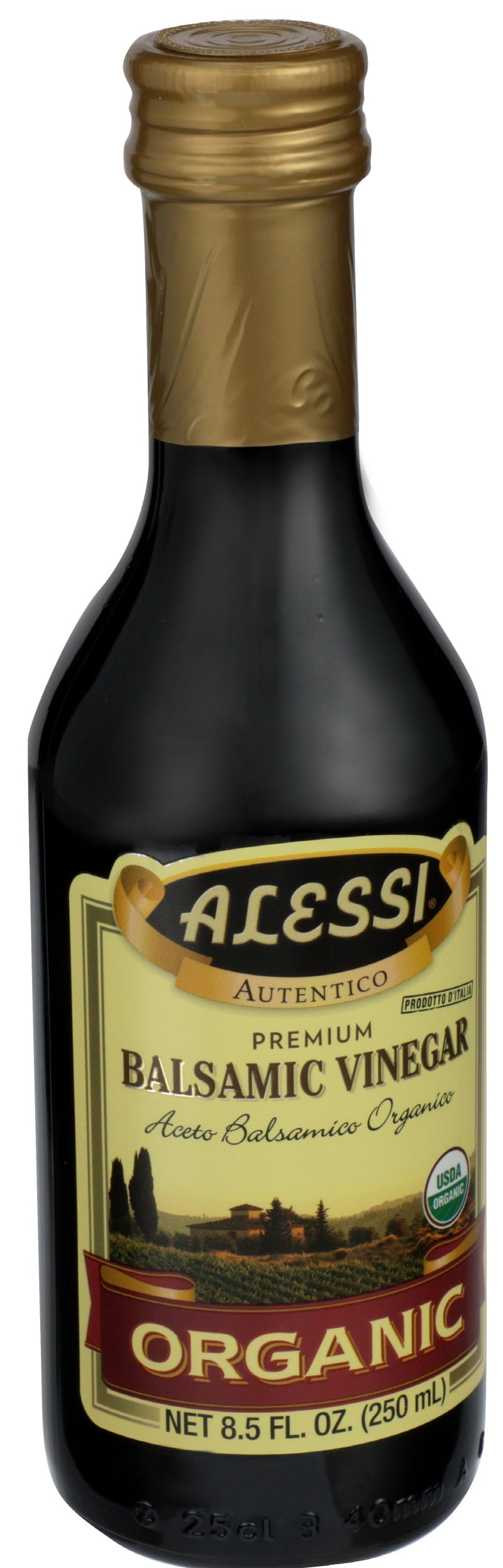 Alessi Premium Balsamic Vinegar Organic Red Wine Balsamic, 8.5 oz, Crystal Bottle