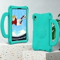 thumbnail image 5 of Allytechgroup Samsung Galaxy Tab A8 10.5" (2022) Cas SM-X200 SM-X205, Cute Football Design Shockproof Bumper Handle Stand Kids Friendly Lightweight Case Cover for Galaxy Tab A8 10.5", Mint, 5 of 6