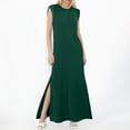 thumbnail image 2 of 2025 Vestido largo sin mangas con abertura para mujer: vestido camisero informal y holgado con bolsillos laterales, cuello redondo, tejido ligero, ideal para el verano, tallas S-XXL, 2 of 4