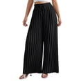 thumbnail image 2 of Favoffer Women's Pleated Wide Leg Pants Solid Color Elastic Drawstring Waist Loose Flowy Casual Trousers Relaxed Breathable Daily Bottom for Vacation Outdoor, 2 of 6