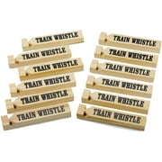 Kicko Wooden Train Whistles - 24 Pack - 5.75 Inch - Printed on a Locomotive and Words