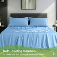 thumbnail image 2 of LBRO2M Cooling Bamboo Sheets Set, Hotel Luxury Silky Breathable 4Pcs/6Pcs Bedding Sheets & Pillowcases(King, Lake Blue), 2 of 6