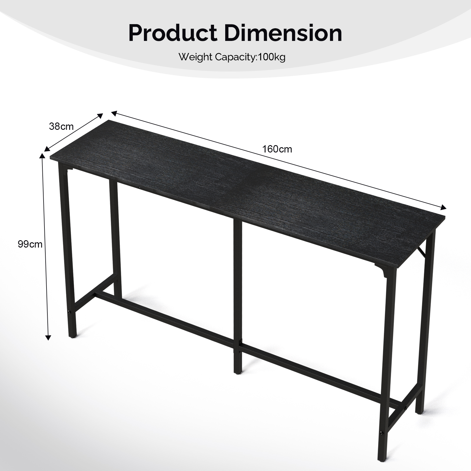 Zimtown 63" Long Counter Height Pub Table with Footrest, Tall Bar Table fro Kitchen, Dining Room, Multifunctional Dining Table Sturdy Metal Frame, Black