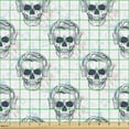 thumbnail image 2 of Ambesonne Hipster Fabric by the Yard Upholstery, Skull on Headphones Music, 1 Yard, Slate Blue Rose, 2 of 5
