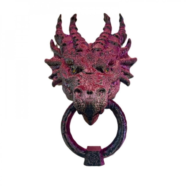 3D Imprimé Tête de Dragon Noir Rougeâtre Frappe de Porte