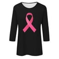 thumbnail image 4 of Jsaierl Breast Cancer Shirts Women Pink Ribbon Print Tees Funny 3/4 Sleeve Tops Dressy Casual Tunic Blouses Breast Cancer Awareness T-shirts, 4 of 4