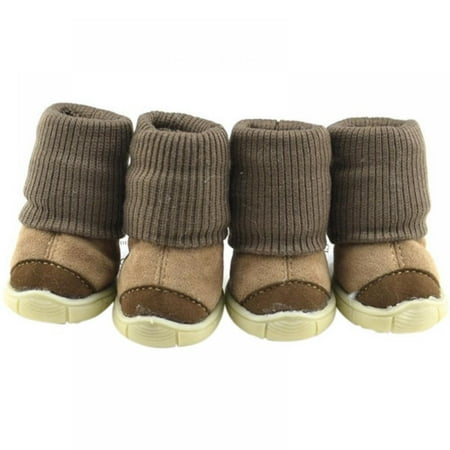 4 Pcs/Sets Puppy Winter Snow Boots Casual Dog Shoes Pet Slip-resistant Shoes Teddy Dog Shoe
