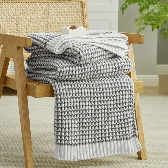 Manta Amélie Home con forma de gofre de chenilla reversible, 150 x 200 cm