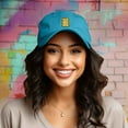 thumbnail image 3 of Dalix Yellow Gummy Embroidered Cotton Dad Hat Baseball Cap Adjustable Womens in Teal, 3 of 5
