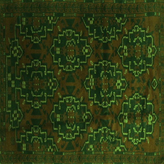 Ahgly Company Indoor Square Persian Green Traditional Area Rugs, 7' Square