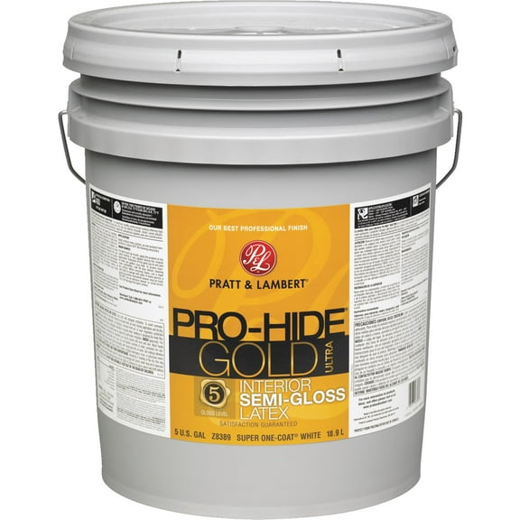 Sherwin-Williams Pro-Hide Gold Ultra Interior Paint - Semi-Gloss Latex - 5 Gal, White