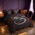 thumbnail image 2 of Manfei Gothic Dragon Animals 7-Piece King Bedding,Vintage Rose Flowers King Bed in a Bag,Red Black,Black Reversible, 2 of 6
