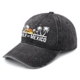 thumbnail image 5 of HNMKIU Tree Print Classic Adjustable Unisex Casual Denim Baseball Hat 03_Black,One Size, 5 of 5