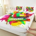 thumbnail image 3 of jejeloiu Volleyball Game Twin Sheet Sets,Ball Sport Theme Twin Fitted Sheet,Watercolor Splatter Ink Flat Sheet For Boys Kids,Microfiber Bedroom Decor,3 Pieces, 3 of 7