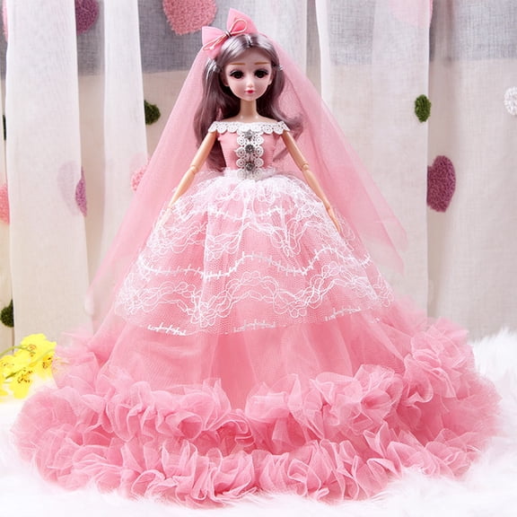 BRELIL Wedding Dress Princess Doll, 45cm Bridal DollToyForGirls, Modern Plastic Doll With Long Gown ForChildrenPlay, Holiday Birthday Gift ForKidsFamily Home Decor