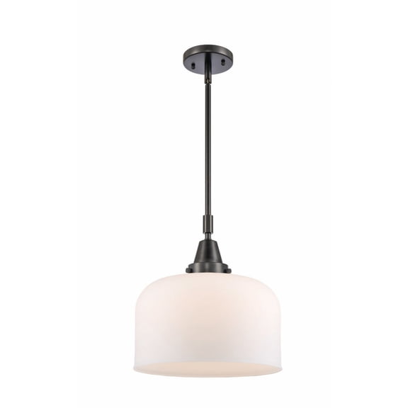 447-1S-BK-G71-L Innovations Lighting Bell - 1 Light Stem Hung Mini Pendant In Industrial Style-14.13 Inches Tall and 12 Inches Wide-Matte Black